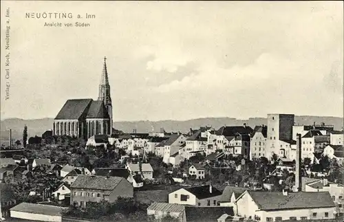 Ak Neuötting in Oberbayern, Gesamtansicht, Kirche