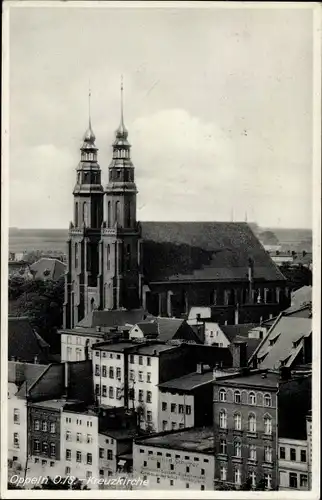 Ak Opole Oppeln Schlesien, Kreuzkirche, Geschäftshäuser