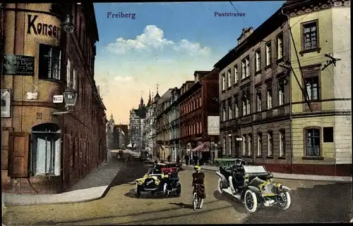 Ak Freiberg in Sachsen, Verkehr in der Poststraße, Geschäft