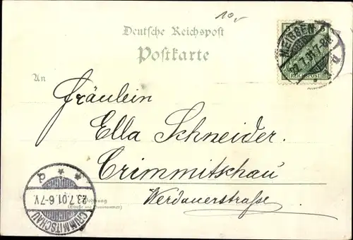 Litho Meißen in Sachsen, Albrechtsburg, Realschule, Fürstenschule, Engel