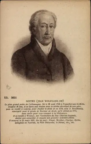 Künstler Ak Johann Wolfgang von Goethe, Deutscher Dichter