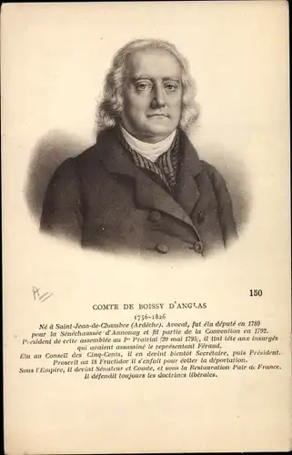 Künstler Ak François Antoine de Boissy d'Anglas, Französischer Schriftsteller