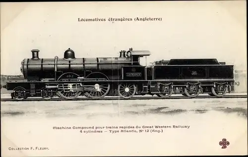 Ak Britische Eisenbahn, Machine Compound du Great Western Railway, Type Atlantic No. 12