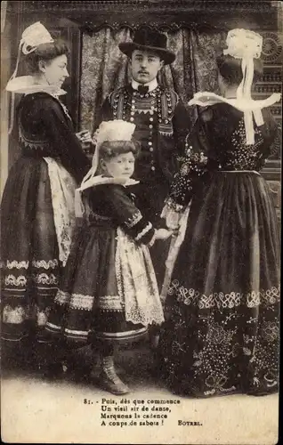 Ak Trachten Bretagne, Gedicht Theodore Botrel