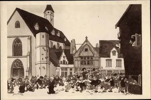 Künstler Ak Dratz, Chicago Illinois USA, Pictoresque Belgium,Weltausstellung 1933, an old dancing