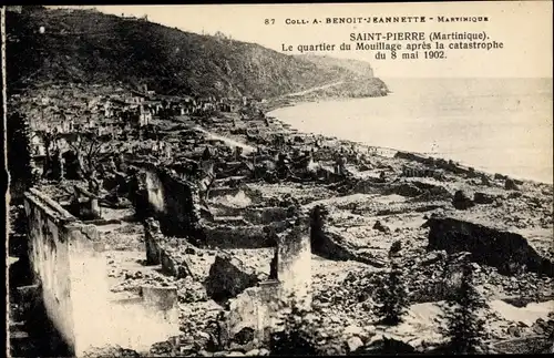 Ak Saint Pierre Martinique, Le quartier de Mouillage apres la catastrophe du 8 mai 1902