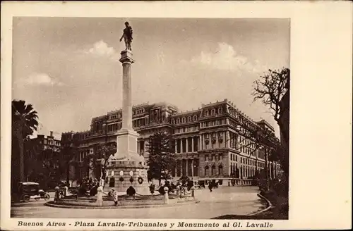 Ak Buenos Aires Argentinien, Plaza Lavalle Tribunales y Monumento al Gl. Lavalle