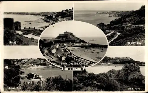 Ak Jersey Kanalinseln, Mont Orgueil Castle, Bouley Bay, Ann Port, Rozel Bay, Gorey