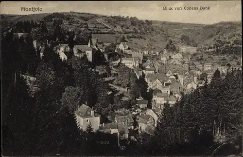 Ak Monschau Montjoie in der Eifel, Blick von Conens Bank