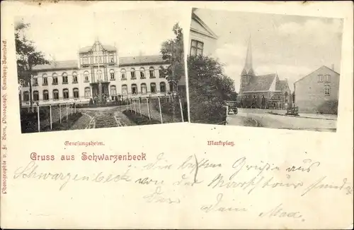 Ak Schwarzenbek in Lauenburg, Genesungsheim, Marktplatz