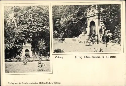 Ak Coburg in Oberfranken, Herzog Alfred Brunnen im Hofgarten