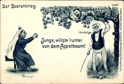 Litho Der Boerenkrieg, Ohm Krüger, Cecil Rhodes, Königin Viktoria, Burenkrieg