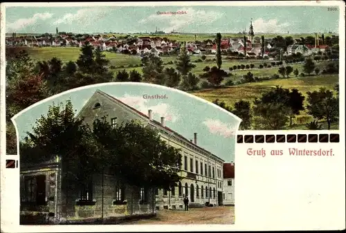 Ak Wintersdorf Meuselwitz in Thüringen, Blick auf den Ort, Gasthof