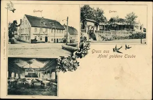 Ak Ostrau in Sachsen, Hotel goldene Taube, Gasthof, Innenansicht