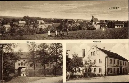 Ak Kiebitz Ostrau in Sachsen, Gasthof, Rittergut, Totalansicht