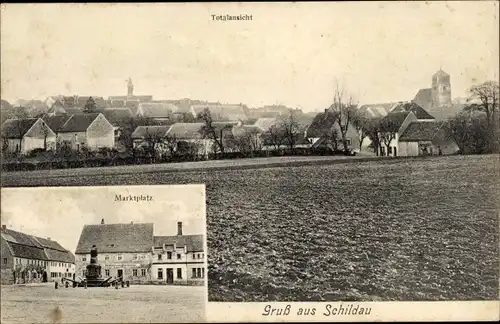 Ak Belgern Schildau in Sachsen, Marktplatz, Totalansicht