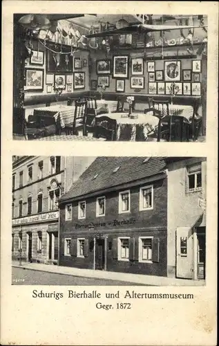 Ak Radeberg in Sachsen, Schurigs Bierhalle und Altertumsmuseum, Innenansicht