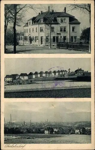 Ak Oberhohndorf Zwickau in Sachsen, Kaffee Rösch, Blick auf den Ort