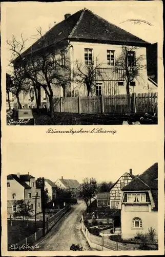Ak Dürrweitzschen in Sachsen, Gasthof, Dorfstraße