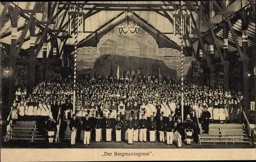 Ak Freiberg im Kreis Mittelsachsen, Der Bergmannsgruß, Gruppenbild