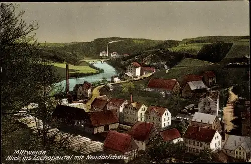 Ak Mittweida in Sachsen, Blick ins Zschopautal mit Neudörfchen