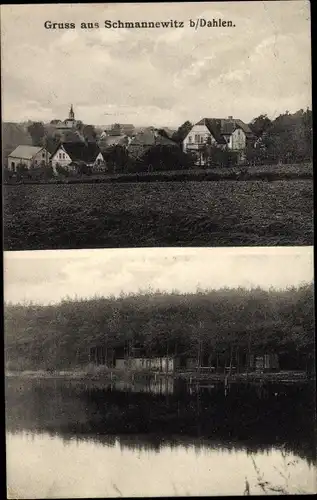 Ak Schmannewitz Dahlen in Sachsen, Teilansicht, Seeblick