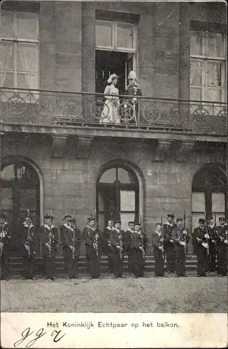 Ak Königin Wilhelmina der Niederlande, Prinz Heinrich zu Mecklenburg, Balkon, Matrosen