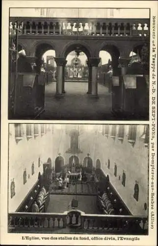 Ak Dompierre sur Besbre Allier, L'Église, vue des stalles du fond, office divin, l'Evangile