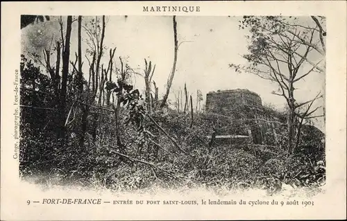 Ak Fort de France Martinique, Entree du Pont Saint Louis, Cyclone, 1901