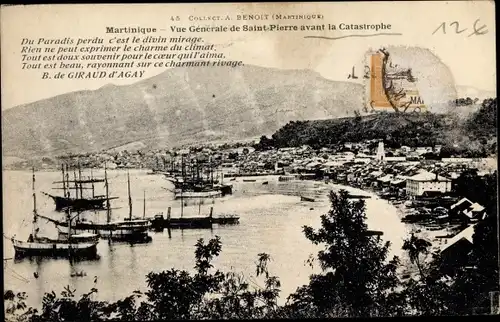 Ak Saint Pierre Martinique, Vue Generale avant la Catastrophe