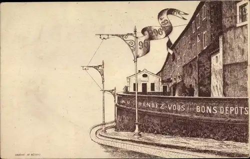 Künstler Ak Béziers Hérault, Au Rendez Vous des Bons Depots
