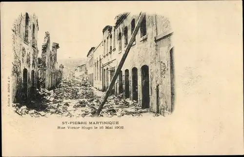 Ak Saint Pierre Martinique, Rue Victor Hugo le 16 Mai 1902