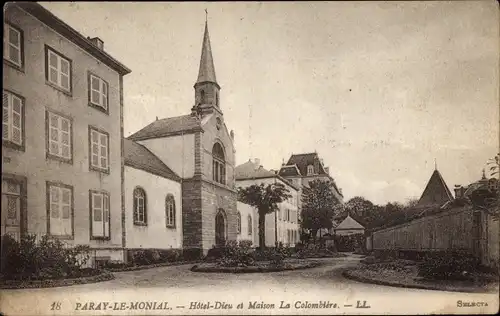 Ak Paray le Monial Saône et Loire, Hotel Dieu et Maison la Colombiere