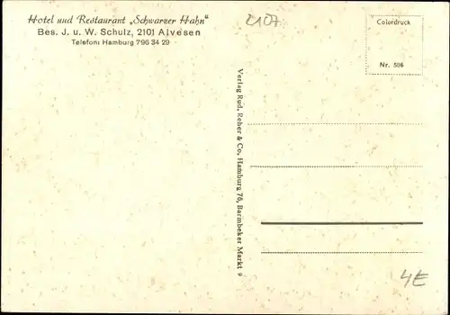 Ak Alvesen Rosengarten in Niedersachsen, Schwarzer Hahn, Hotel und Restaurant