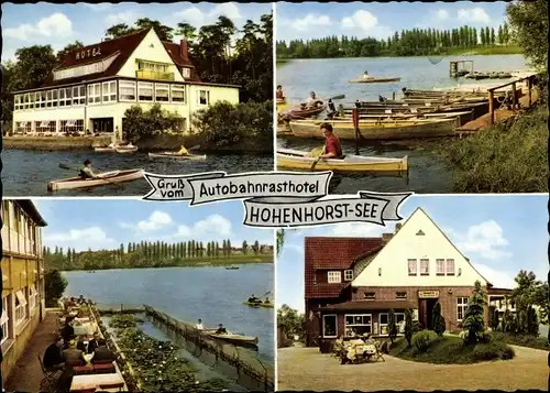 Ak Hohenhorstsee Lehrte in Niedersachsen, Autobahn Raststätte Hohenhorst See, Ruderpartie