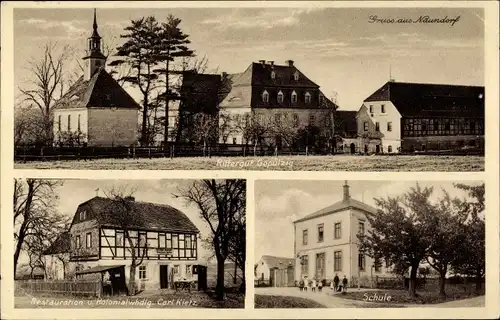 Ak Naundorf Striegistal in Sachsen, Rittergut Gepülzig, Restauration und Handlung C. Kietz, Schule