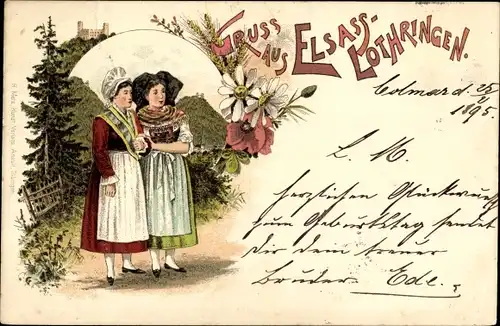 Litho Trachten Elsass Lothringen, Alsace Lorraine