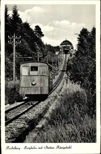 Ak Heidelberg am Neckar, Bergbahn mit Station Königstuhl