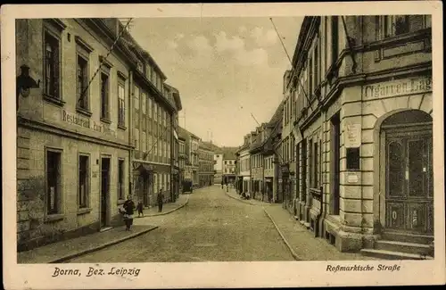 Ak Borna in Sachsen, Roßmarktsche Straße, Zigarrenhandlung, Restaurant