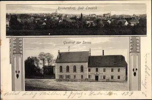 Ak Reichersdorf Bad Lausick in Sachsen, Totalansicht, Gasthof zur Sonne