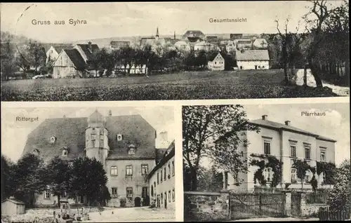 Ak Syhra Geithain in Sachsen, Pfarrhaus, Rittergut, Totalansicht