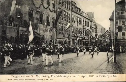 Ak Freiberg in Sachsen, Letzte große Bergparade 1905, Zug der Bergschmiede, Ratskeller