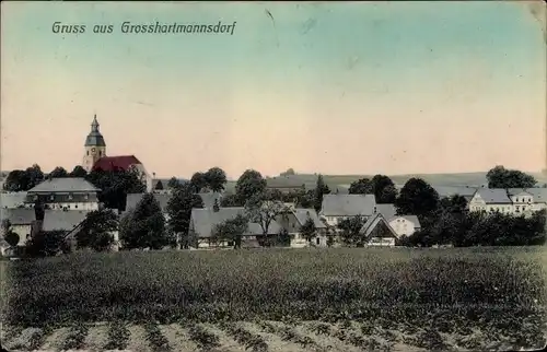 Ak Großhartmannsdorf im Erzgebirge, Teilansicht