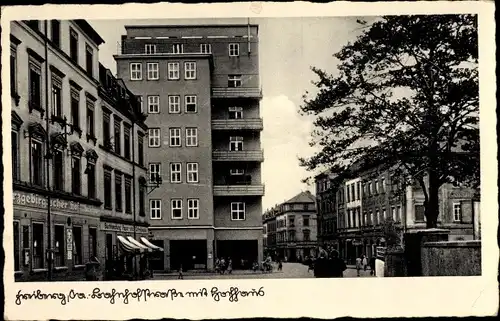 Ak Freiberg in Sachsen, Bahnhofstraße mit Hochhaus