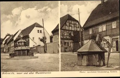 Ak Kohren Sahlis Frohburg Sachsen, neuer und alter Marktbrunnen