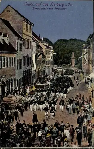 Ak Freiberg im Kreis Mittelsachsen, Bergparade am Streittag