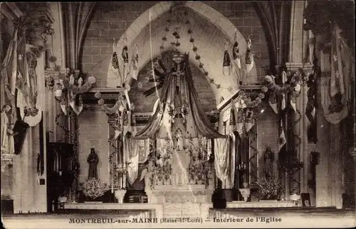Ak Montreuil sur Maine Maine-et-Loire, Interieur de l'Eglise