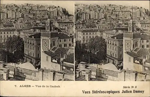 Stereo Ak Algier Alger Algerien, Vue de la Casbah