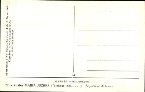 Ak Zuster Maria Jozefa, Niederländischer Dichterin