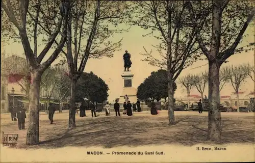 Ak Mâcon Saône-et-Loire, Promenade du Quai Sud